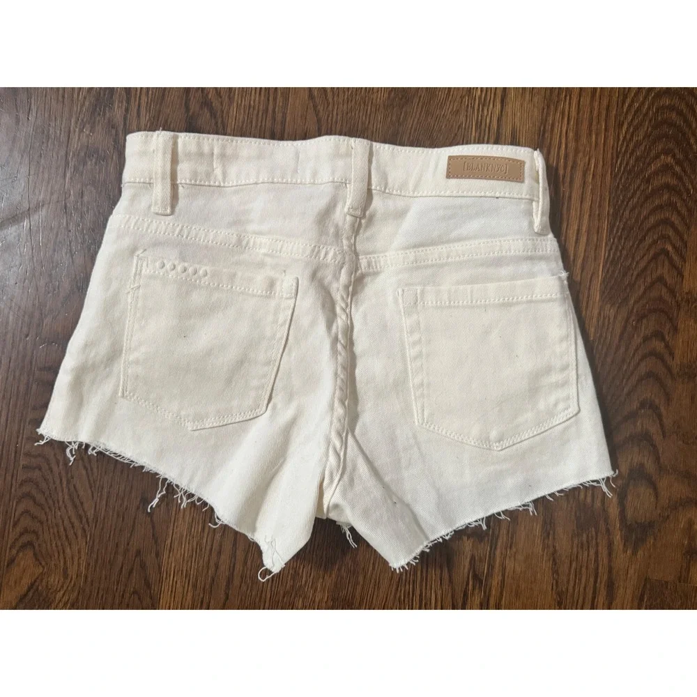 BlankNYC Girls‎ Off White Denim Crochet Square Patch Cut Off Shorts Size 10